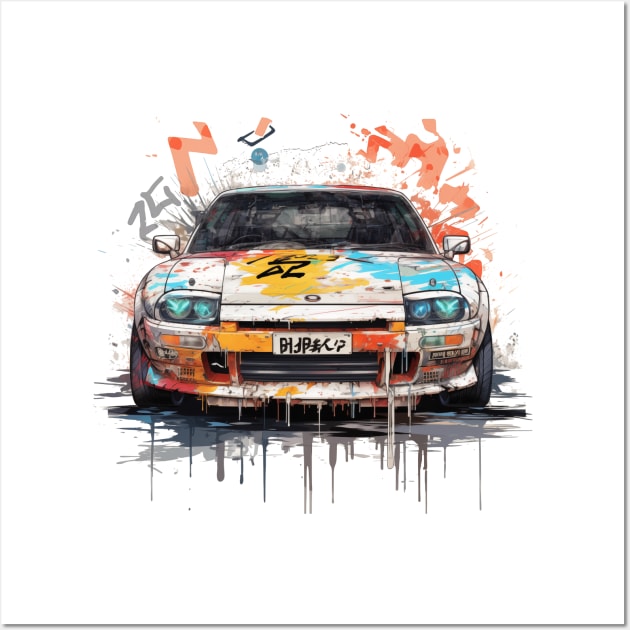 anime art style 1990s japanese old school vintage sport car Wall Art by bulografik